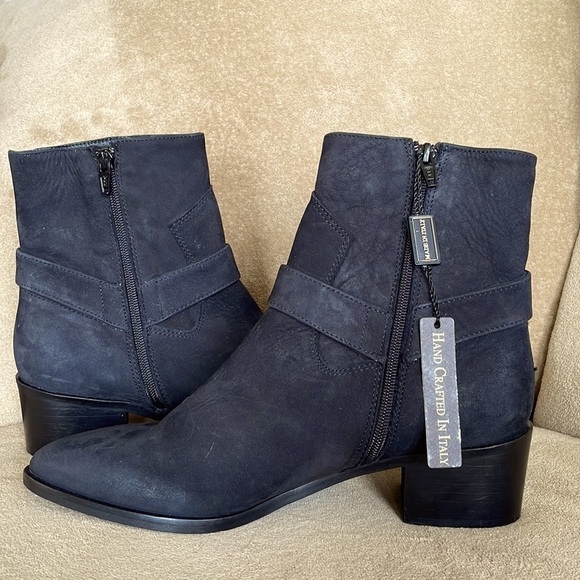 Brand New Avellini Genuine Leather Black Heeled Zipper Ankle Boots Made in Italy - Picture 8 of 15